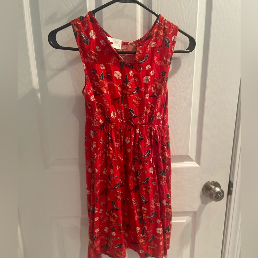 Lightweight Sleeveless Red Floral Blueberi Boulevard Dress size 7/8